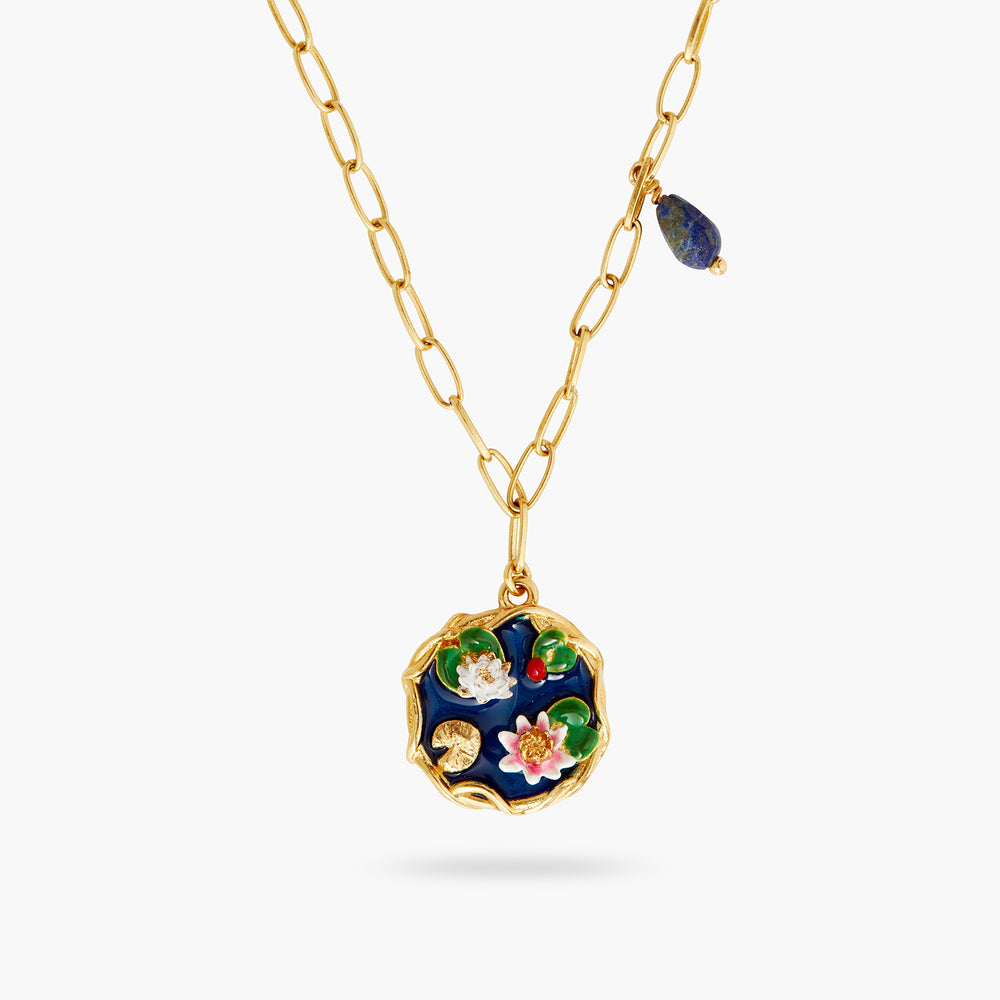 Giverny Pond and Lapis Lazuli Pendant Necklace