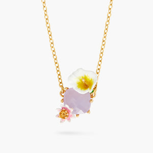 Bog Arum and Pink Stone Statement Necklace