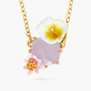 Bog Arum and Pink Stone Statement Necklace