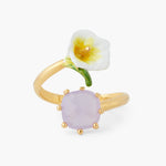 Bog Arum and Pink Stone Adjustable Ring
