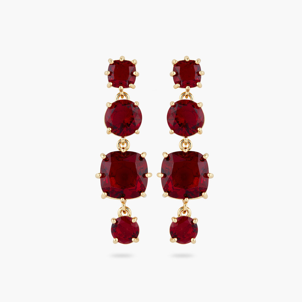 Garnet Red Diamantine 4 Stone Post Earrings