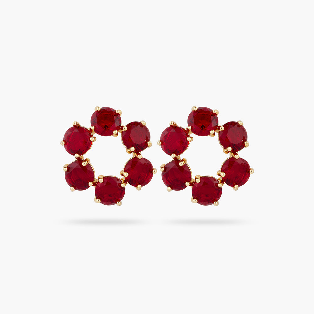 Garnet Red Diamantine 6 Stone Post Earrings