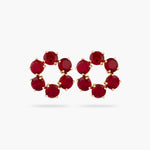 Garnet Red Diamantine 6 Stone Post Earrings