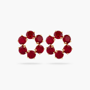 Garnet Red Diamantine 6 Stone Post Earrings