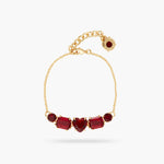 Garnet Red Diamantine 5 Stone Fine Bracelet