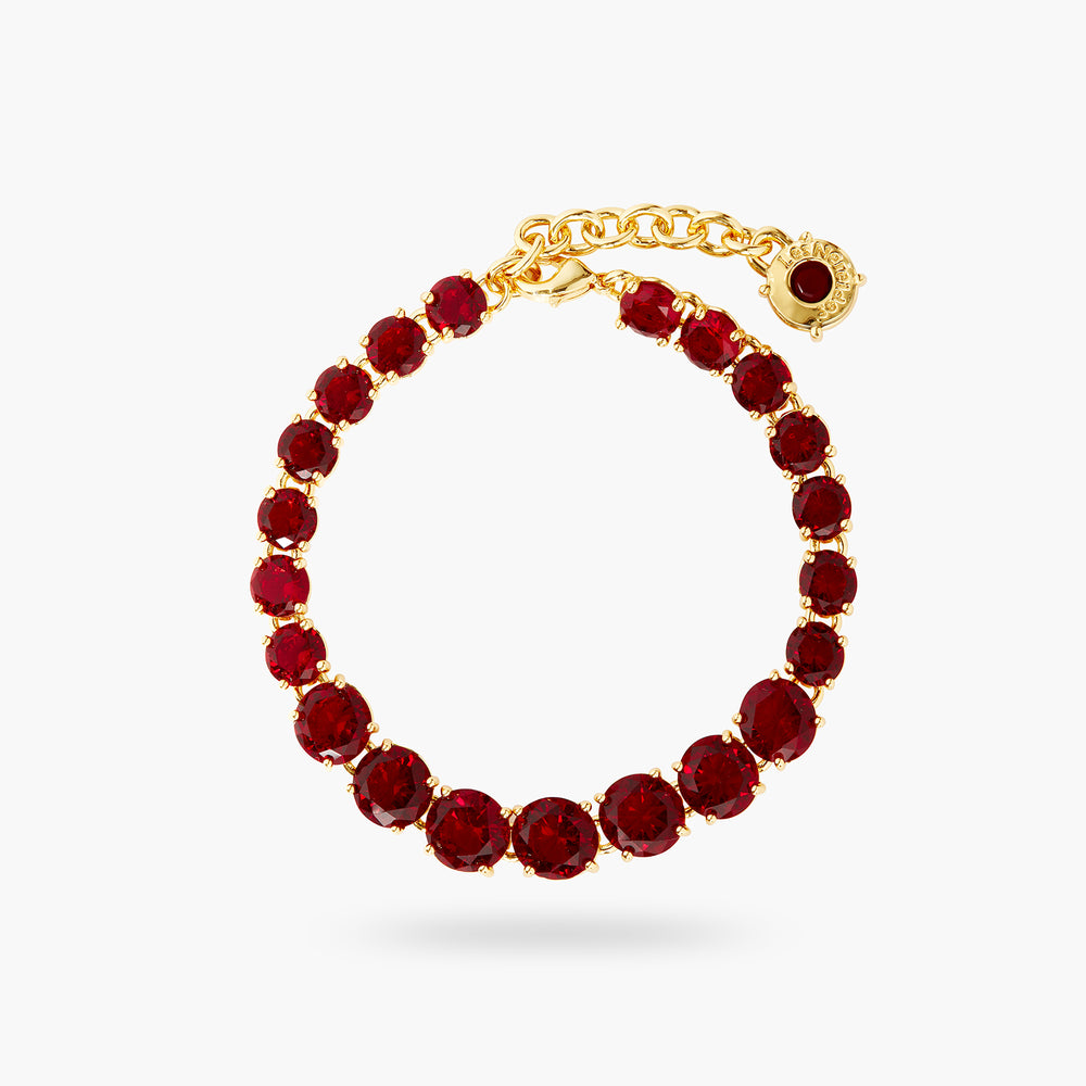 Garnet Red Diamantine Luxurious One Row Bracelet