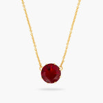 Garnet Red Diamantine Round Pendant Necklace