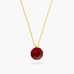 Garnet Red Diamantine Round Stone Long Necklace