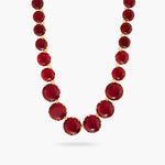 Garnet Red Diamantine Round Stones Long Necklace