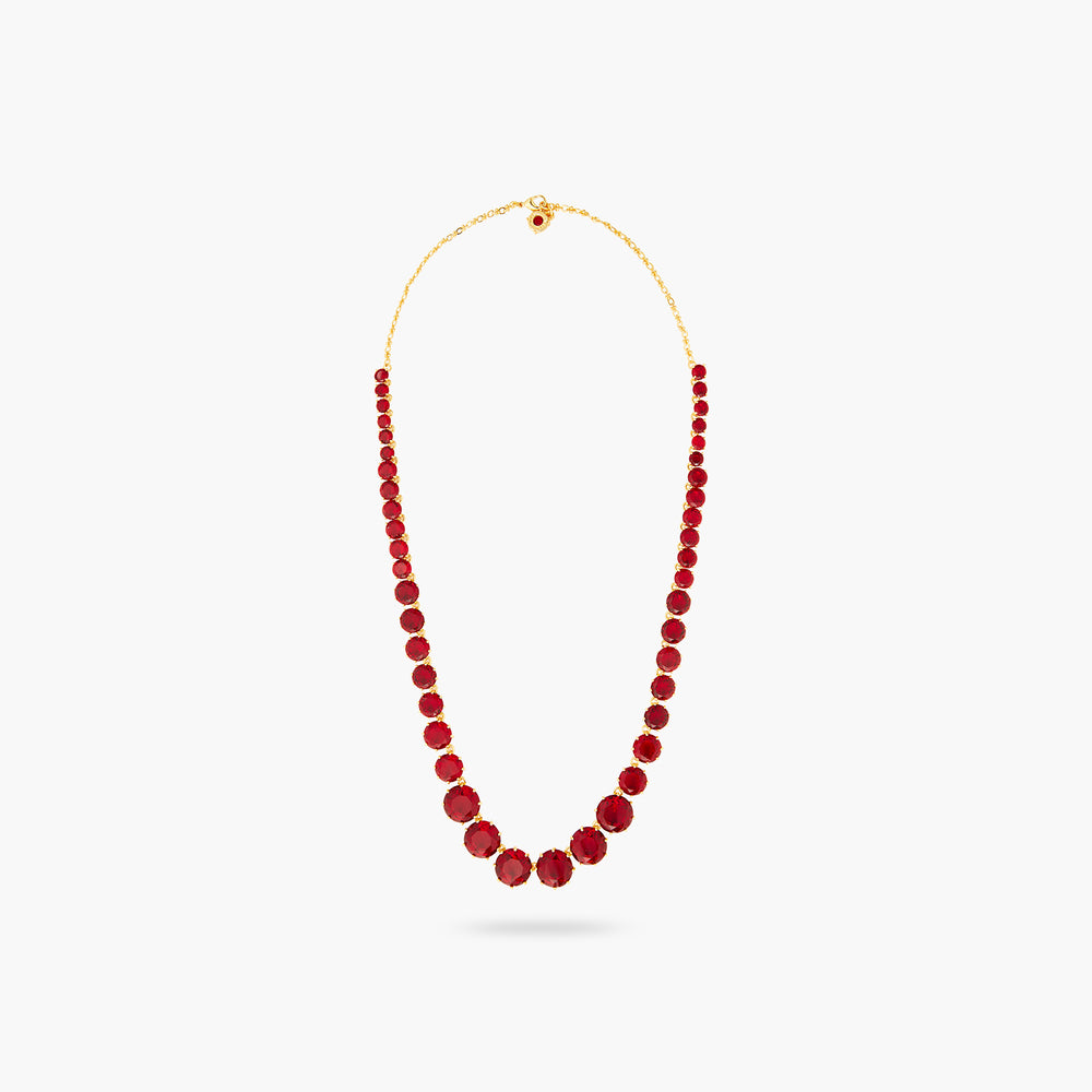 
            
                Load image into Gallery viewer, Garnet Red Diamantine Round Stones Long Necklace
            
        