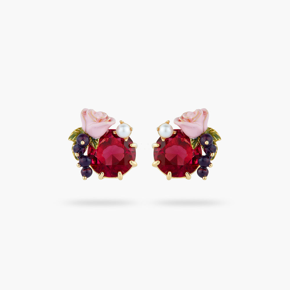 Roses and Blackcurrant Berries Post Earrings