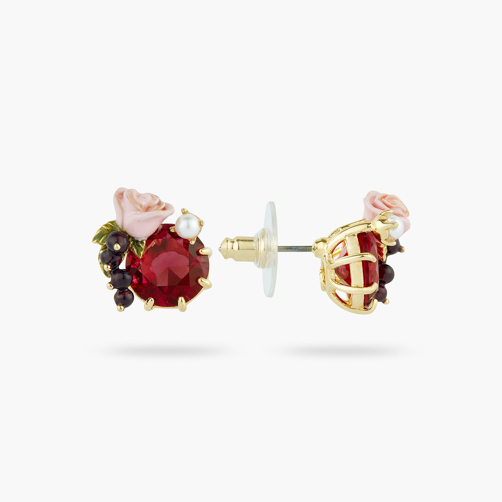 Roses and Blackcurrant Berries Post Earrings