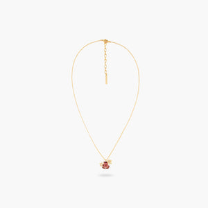 Vanilla Flowers and Faceted Glass Pendant Necklace