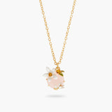 Orange Blossom and Faceted Glass Pendant Necklace