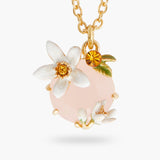 Orange Blossom and Faceted Glass Pendant Necklace