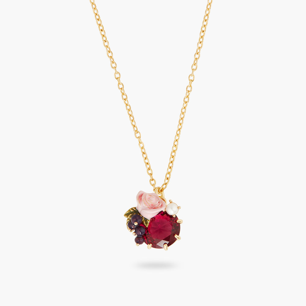 Rose and Blackcurrant Berries Pendant Necklace
