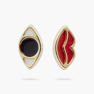 Divine Protection Asymmetrical Eye and Mouth Post Earrings