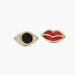 Divine Protection Asymmetrical Eye and Mouth Post Earrings