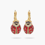 Ladybird and Faceted Crystal Sleeper Earrings
