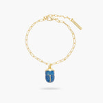 Blue Scarab Beetle Link Chain Bracelet