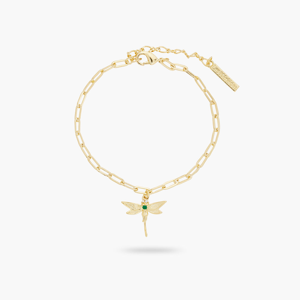 Golden Dragronfly Rectangle Link Chain Bracelet