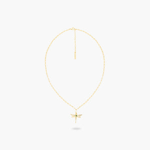 Golden Dragonfly and Rectangle Link Chain Necklace