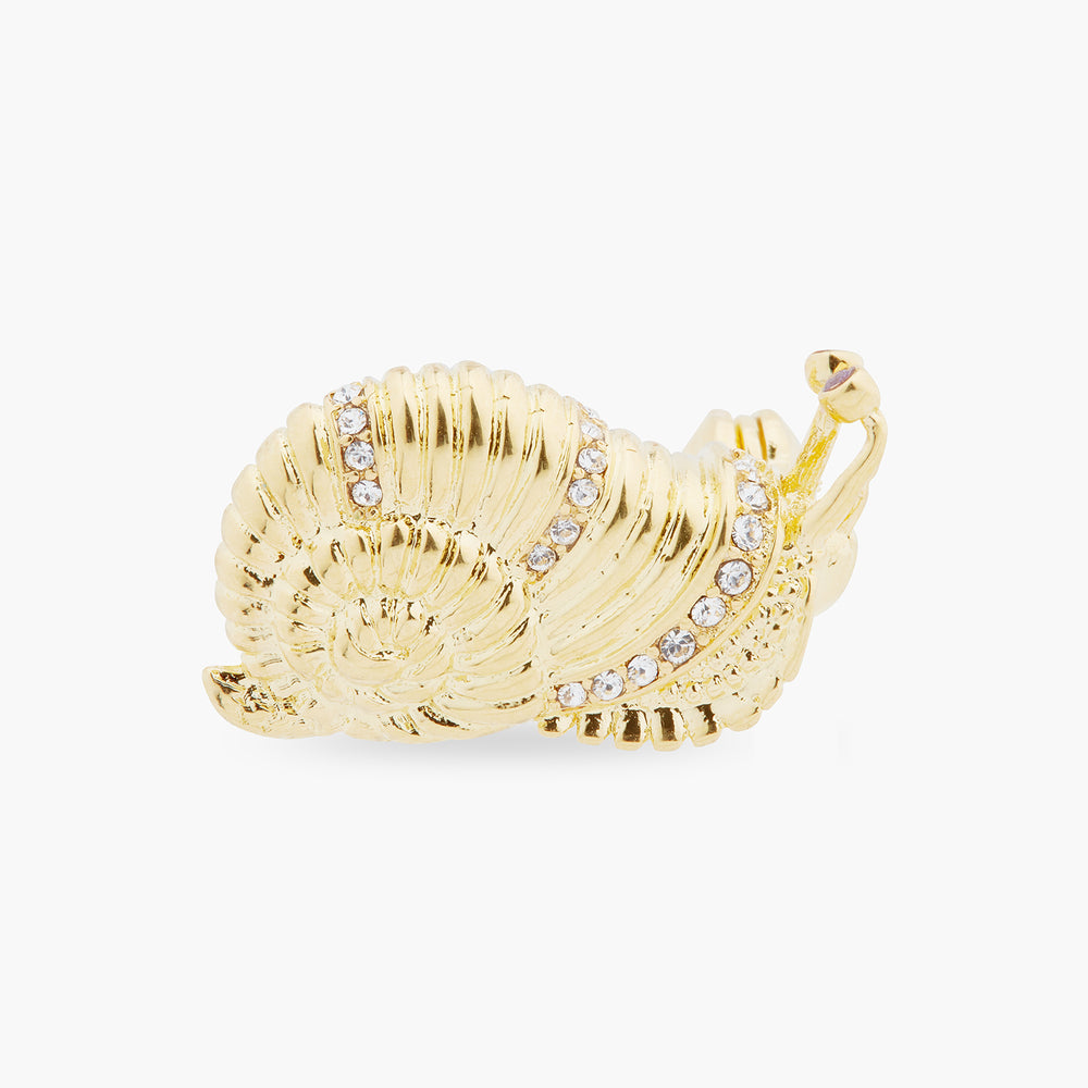 
            
                Load image into Gallery viewer, Golden Snail and Faceted Crystal Brooch
            
        