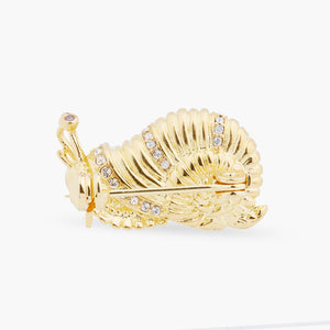 Golden Snail and Faceted Crystal Brooch