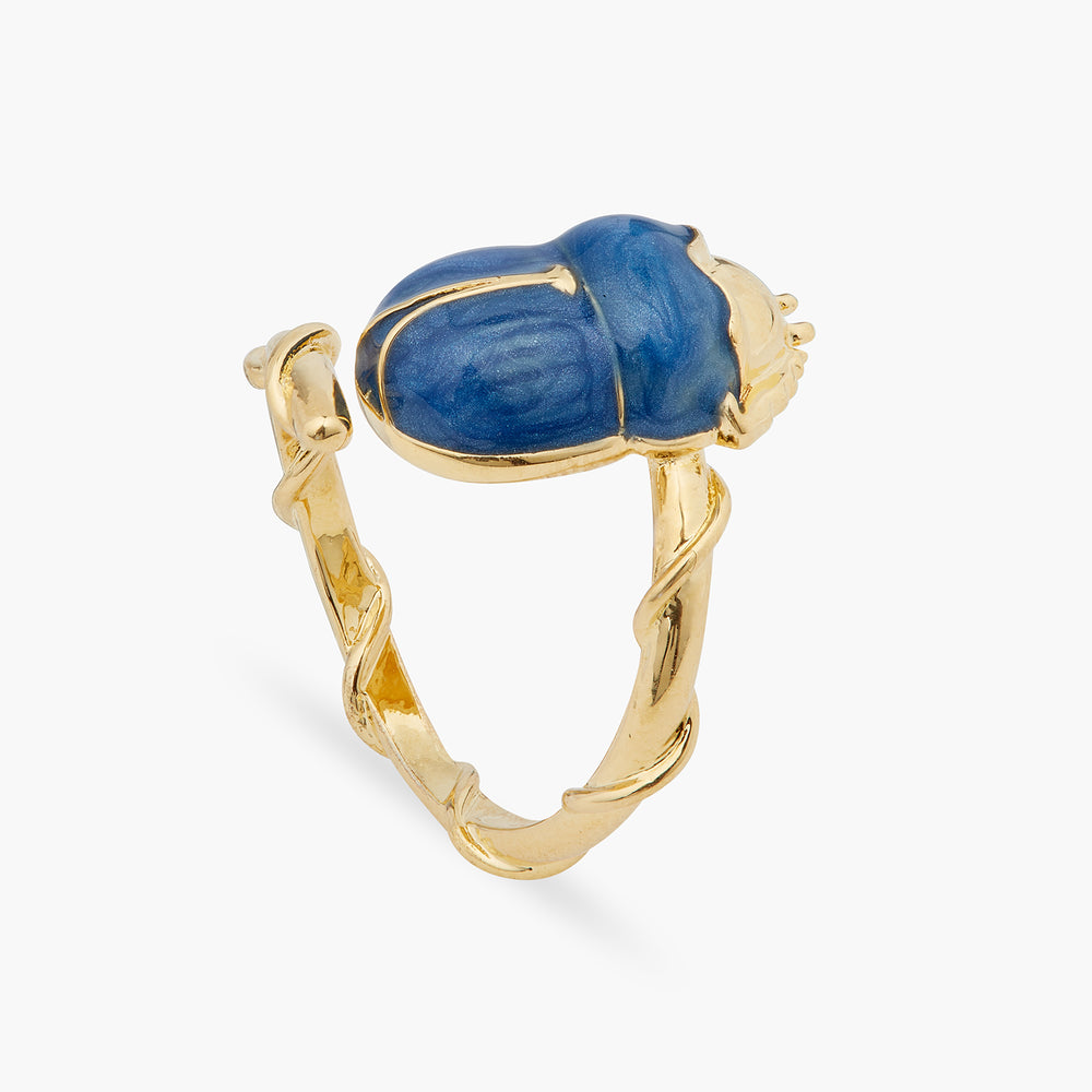 Blue Scarab Beetle Adjustable Ring
