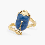 Blue Scarab Beetle Adjustable Ring
