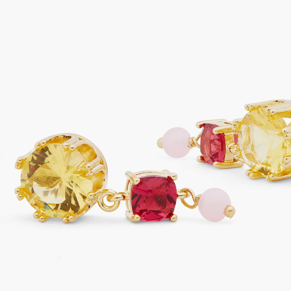 Round and Square Stone Post Earrings