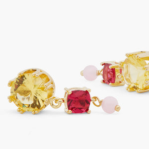 Round and Square Stone Post Earrings