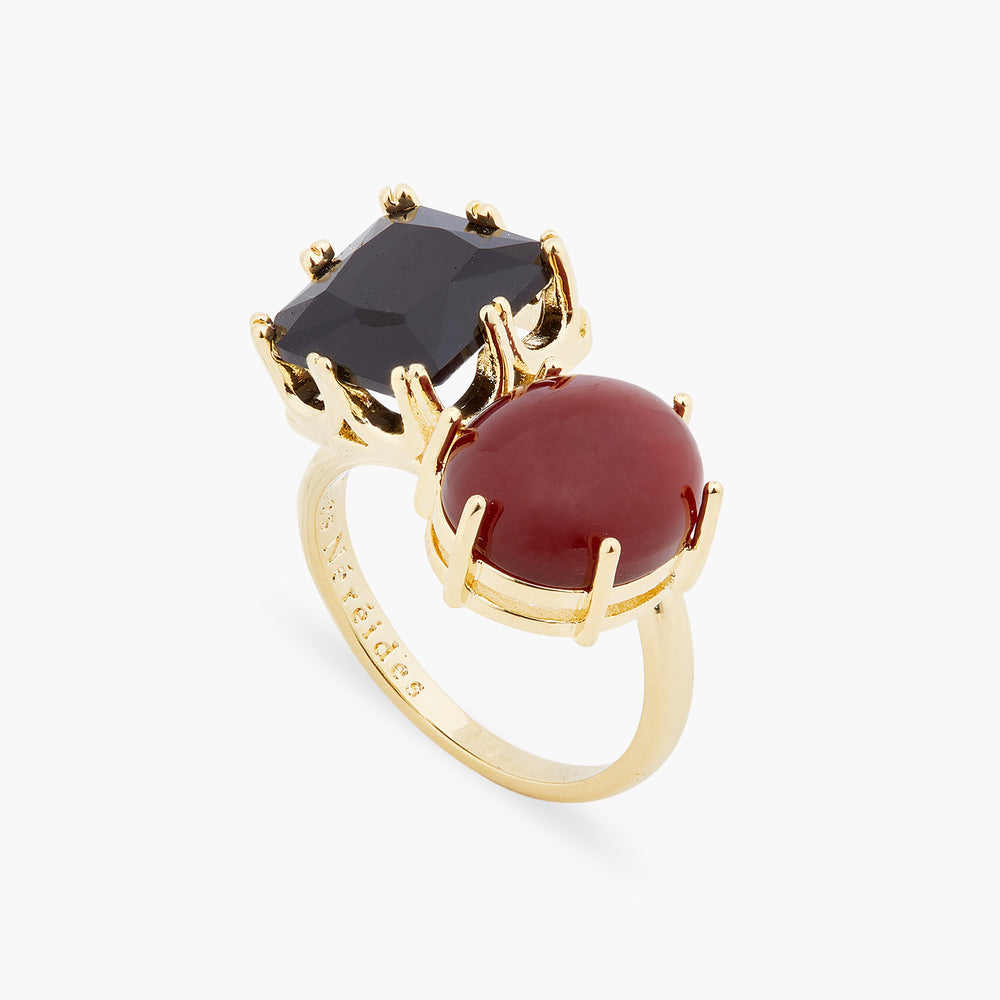 
            
                Load image into Gallery viewer, Black and Red Stones You and Me Adjustable Ring
            
        