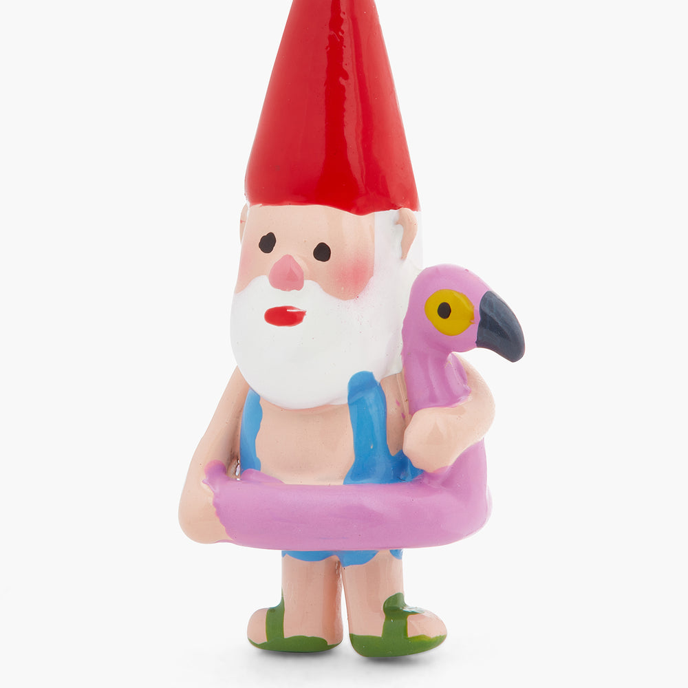 Garden Gnome and Inflatable Pink Flamingo Clip-on Earrings