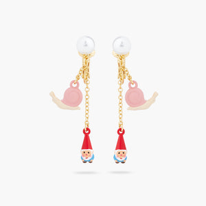 Garden Gnome and Snail Clip-on Earrings