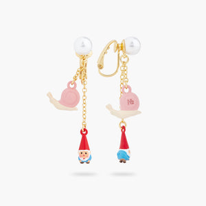 Garden Gnome and Snail Clip-on Earrings