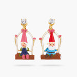 Garden Gnome Couple Asymmetrical Clip-on Earrings