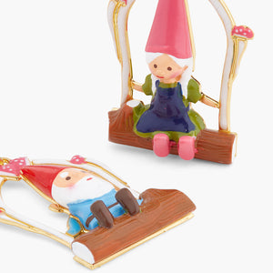 
            
                Load image into Gallery viewer, Garden Gnome Couple Asymmetrical Clip-on Earrings
            
        