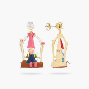 Garden Gnome Couple Asymmetrical Post Earrings