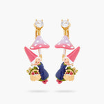 Garden Gnome Lady and Mushroom Picking Clip-on Earrings