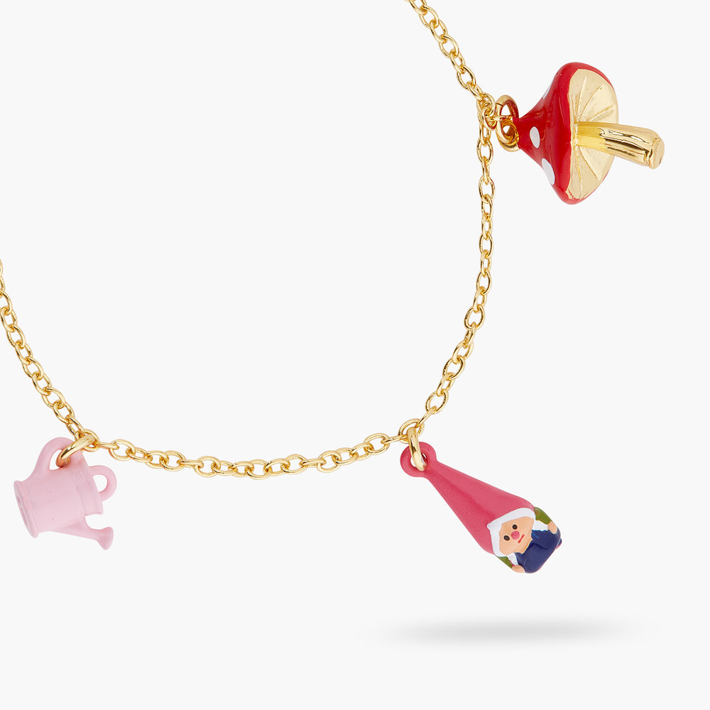 Mushroom and Garden Gnome Charm Bracelet