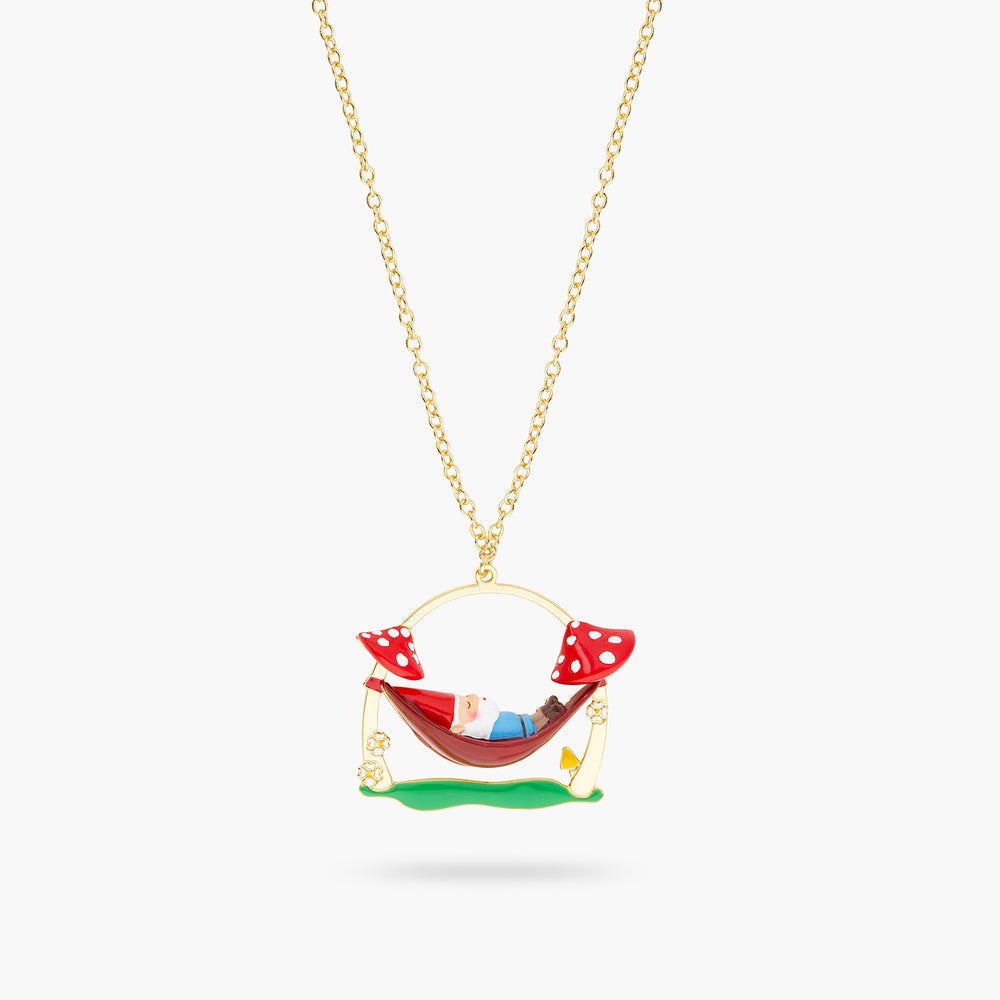 Garden Gnome and Hammock Pendant Necklace