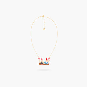 Garden Gnomes on a Swing Statement Necklace