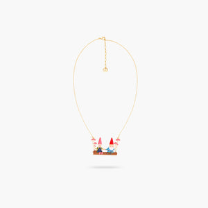 
            
                Load image into Gallery viewer, Garden Gnomes on a Swing Statement Necklace
            
        