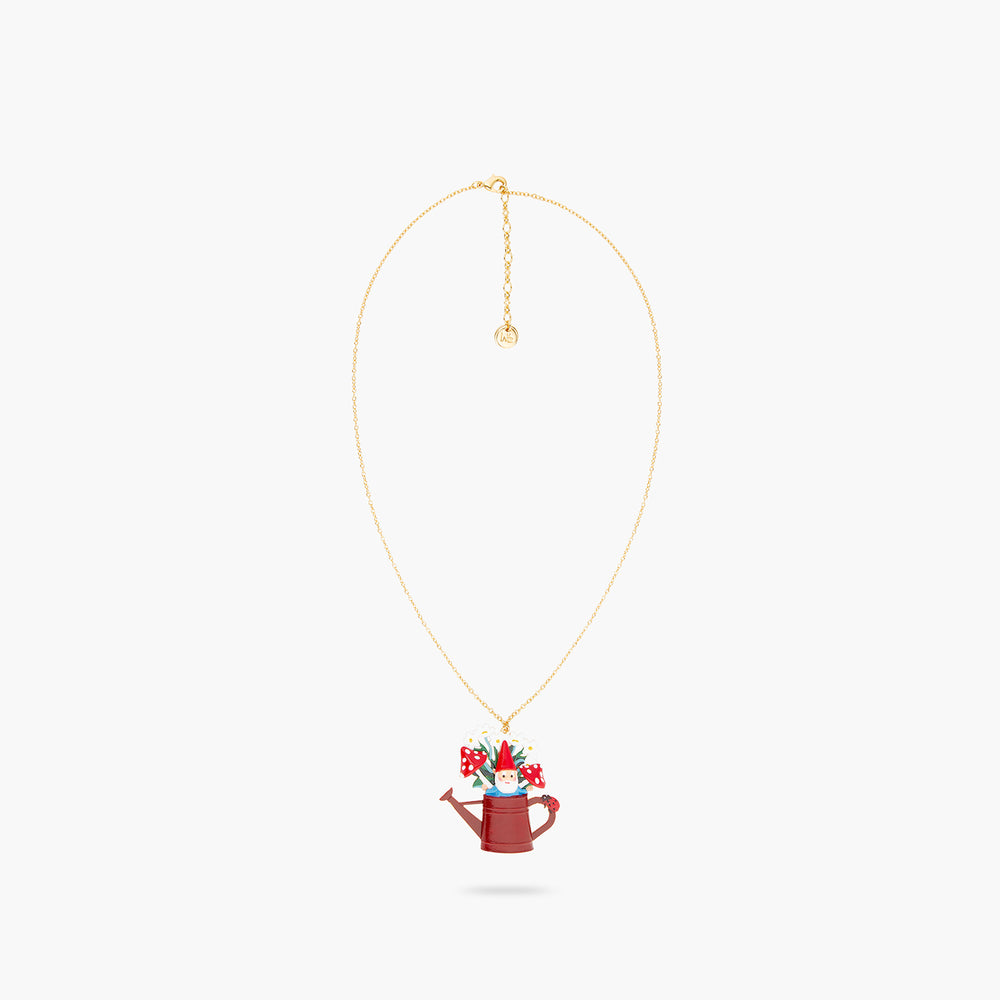 Garden Gnome and Watering Can Pendant Necklace