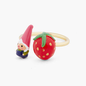 Garden Gnome and Strawberry You and Me Adjustable Ring