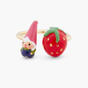 Garden Gnome and Strawberry You and Me Adjustable Ring
