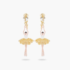 Gold Lace Tutu Ballerina Clip-on Earrings