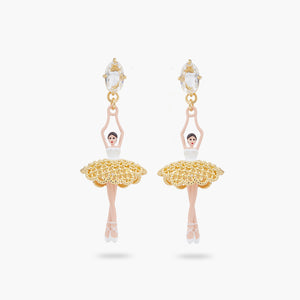 
            
                Load image into Gallery viewer, Gold Lace Tutu Ballerina Post Earrings
            
        