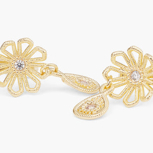 Gold Thread Flower Sleeper Earrings